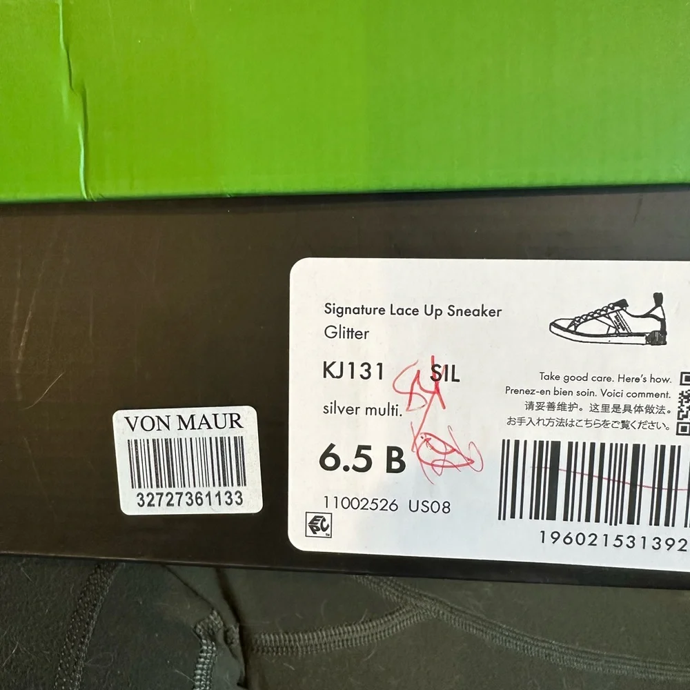 NEW Kate Spade Signature Lace Up Sneaker Silver Glitter - Picture 7 of 7